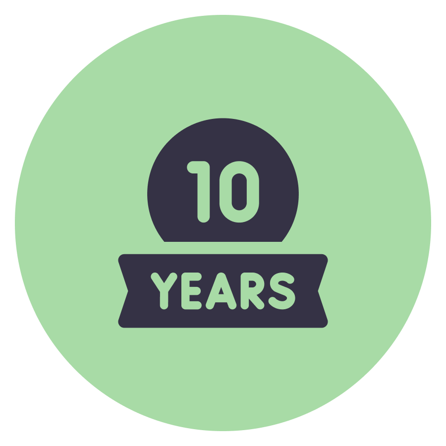 10 years lifespan icon